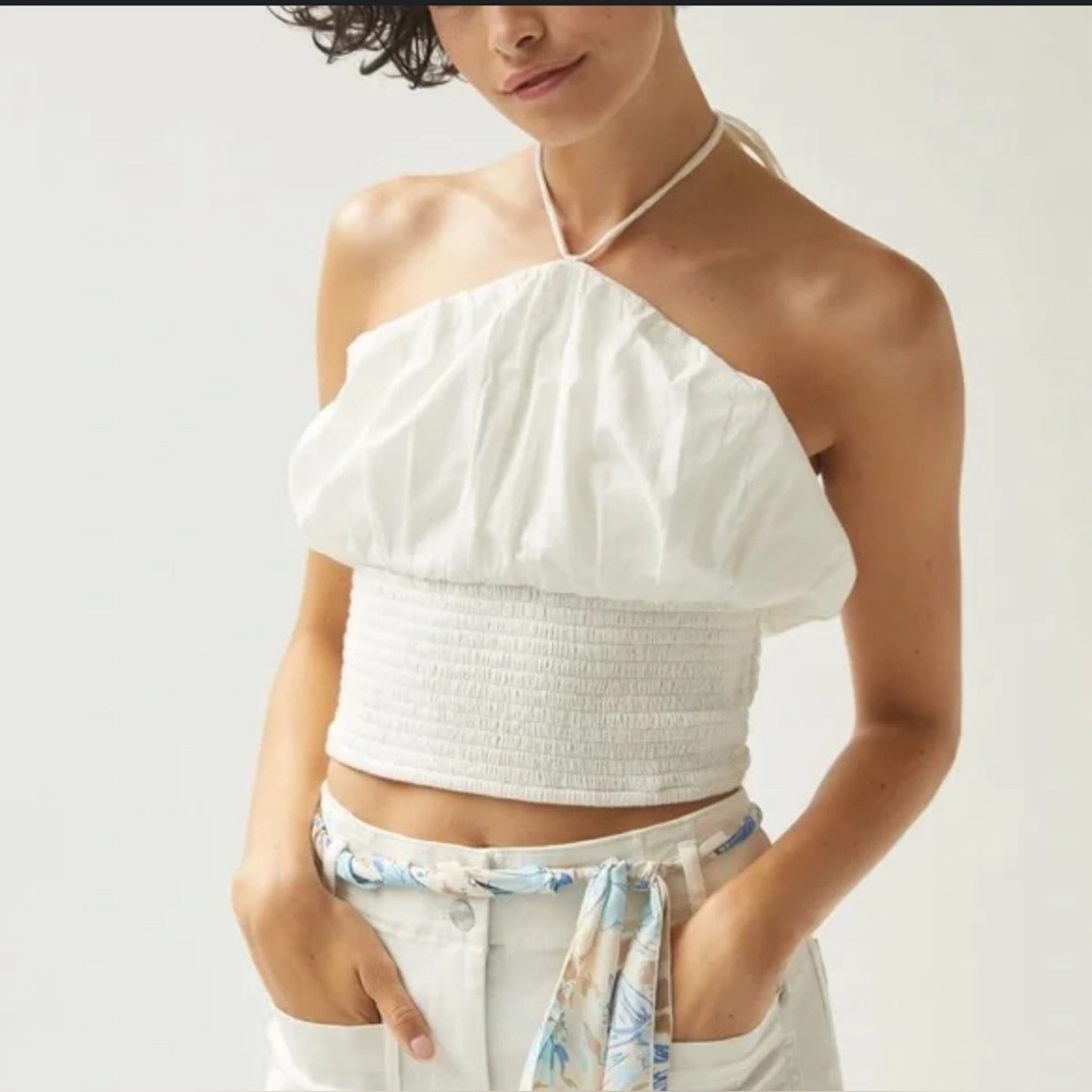 Maeve Bubble white Halter Top Anthropologie